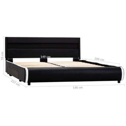 Estrutura de cama com LED 140x200 cm couro artificial preto