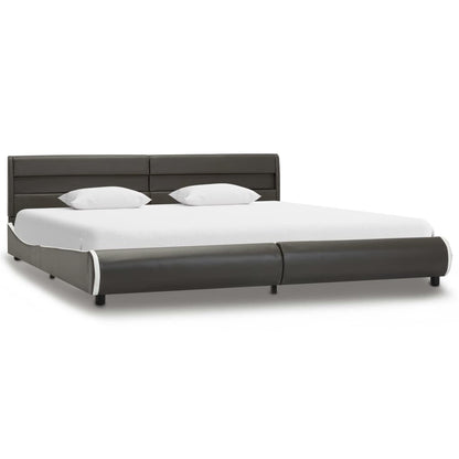 Estrutura de cama c/ LED couro artificial 180x200 cm antracite