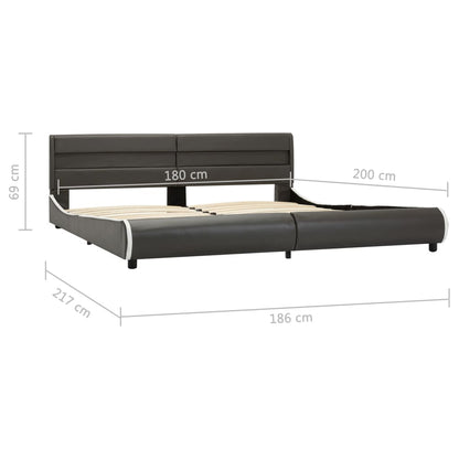 Estrutura de cama c/ LED couro artificial 180x200 cm antracite