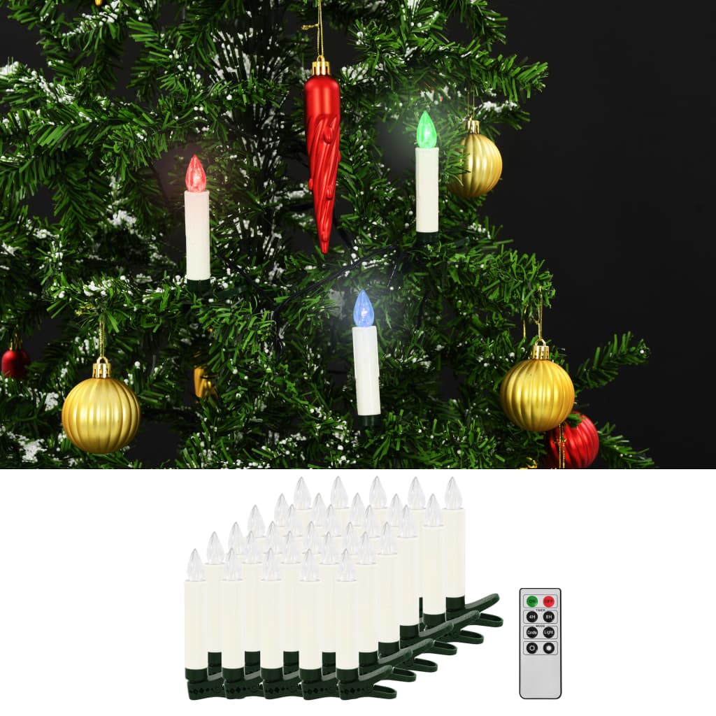 Velas LED de Natal sem fios com controlo remoto 30 pcs RGB