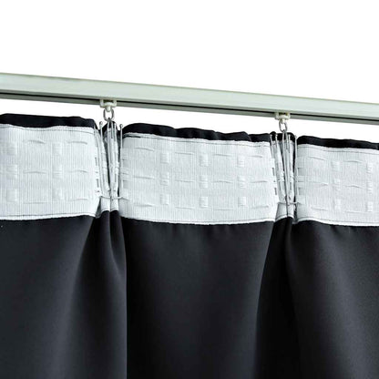 Cortinas blackout com ganchos 2 pcs 140x225 cm preto