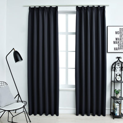 Cortinas blackout com ganchos 2 pcs 140x225 cm antracite