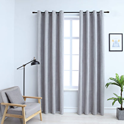 Cortinas blackout c/ argolas em metal 2 pcs 140x175 cm cinzento