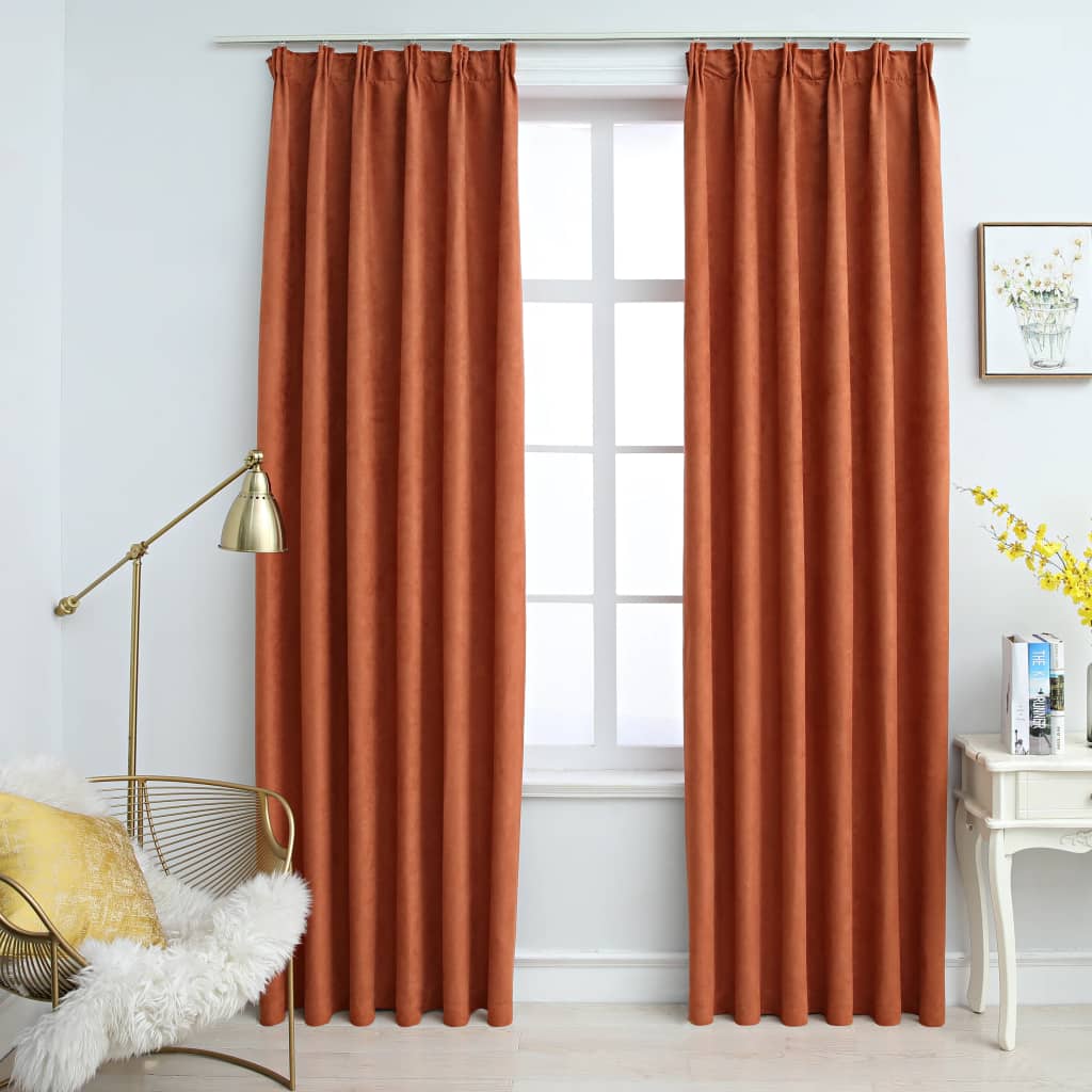 Cortinas blackout com ganchos 2 pcs 140x225 cm ferrugem