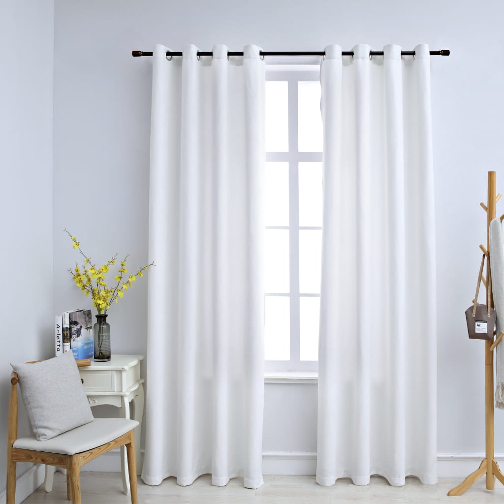 Cortinas blackout c/ argolas metal 2 pcs 140x225 cm branco sujo