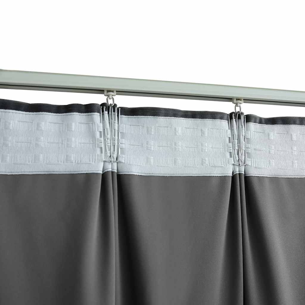 Cortinas blackout com ganchos 2 pcs 140x175 cm veludo antracite