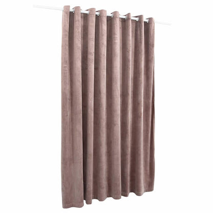 Cortina blackout c/ argolas metal 290x245cm veludo rosa antigo