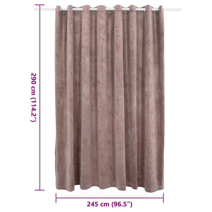 Cortina blackout c/ argolas metal 290x245cm veludo rosa antigo