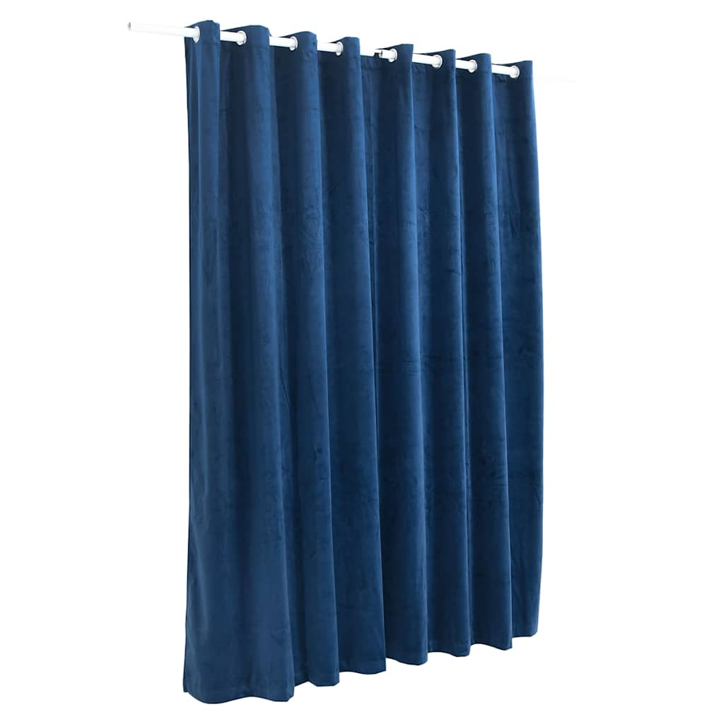 Cortina blackout c/ argolas metal 290x245 cm veludo azul-escuro