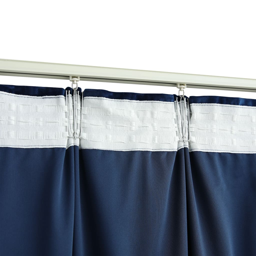 Cortinas blackout c/ ganchos 2 pcs 140x175cm veludo azul escuro