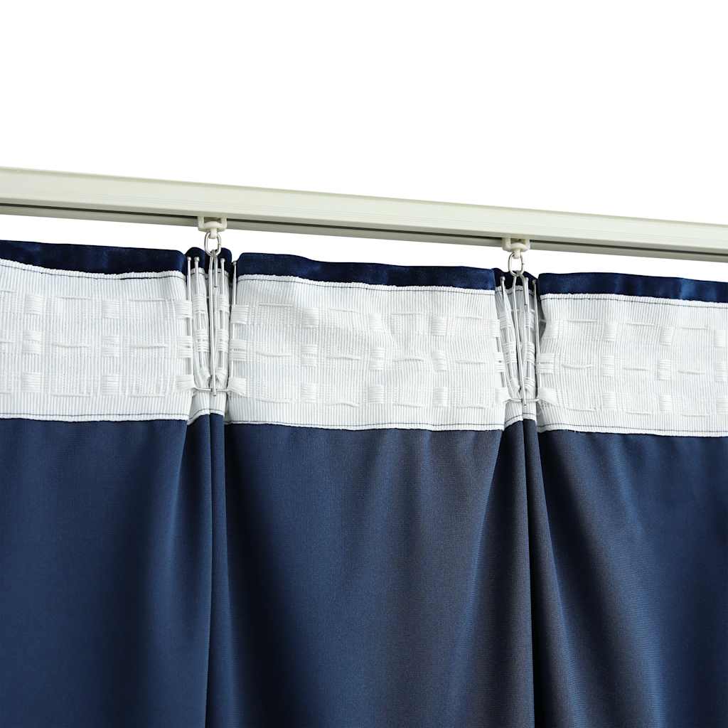 Cortina blackout com ganchos 290x245 cm veludo azul-escuro