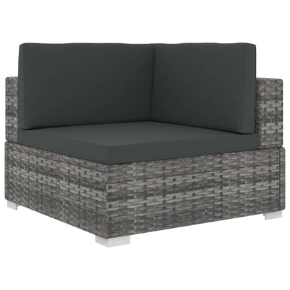 6 pcs conjunto lounge de jardim c/ almofadões vime PE cinzento