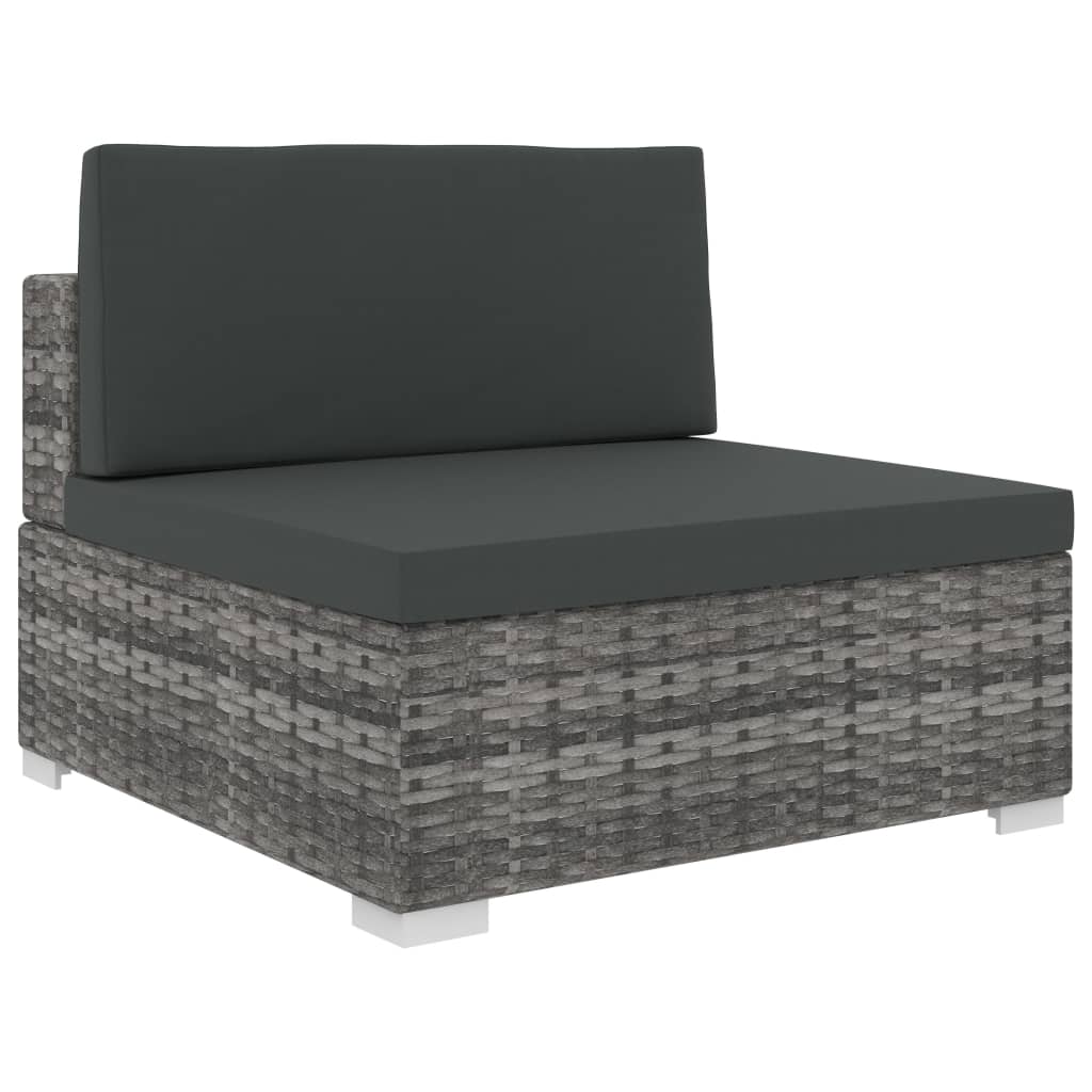 6 pcs conjunto lounge de jardim c/ almofadões vime PE cinzento