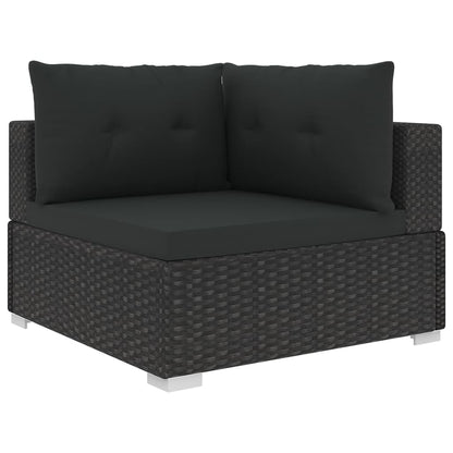 6 pcs conjunto lounge de jardim c/ almofadões vime PE preto