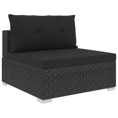 6 pcs conjunto lounge de jardim c/ almofadões vime PE preto