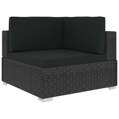 8 pcs conjunto lounge de jardim c/ almofadões vime PE preto