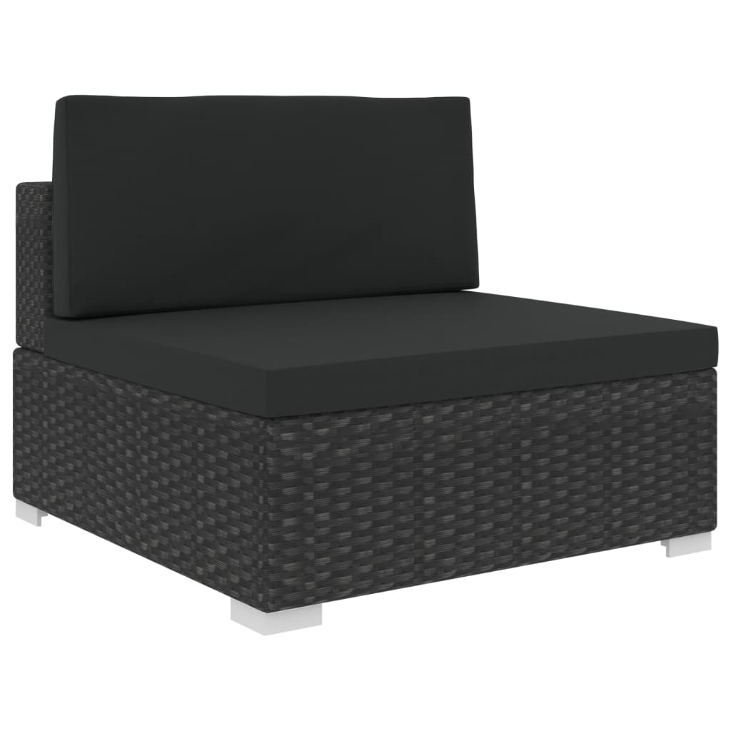 8 pcs conjunto lounge de jardim c/ almofadões vime PE preto