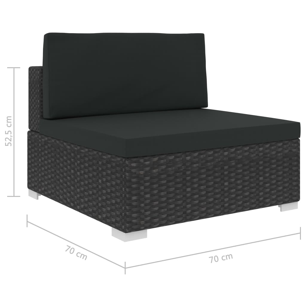 8 pcs conjunto lounge de jardim c/ almofadões vime PE preto