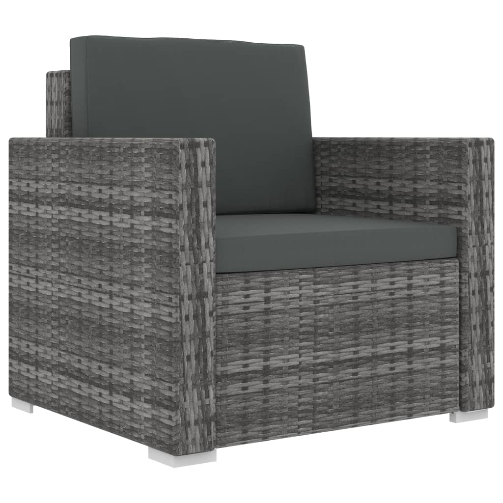 13 pcs conjunto lounge de jardim c/ almofadões vime PE cinzento