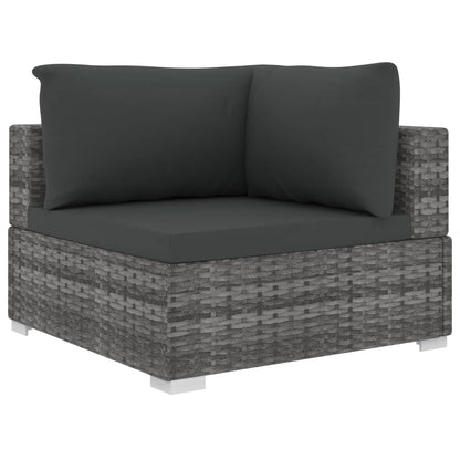 13 pcs conjunto lounge de jardim c/ almofadões vime PE cinzento