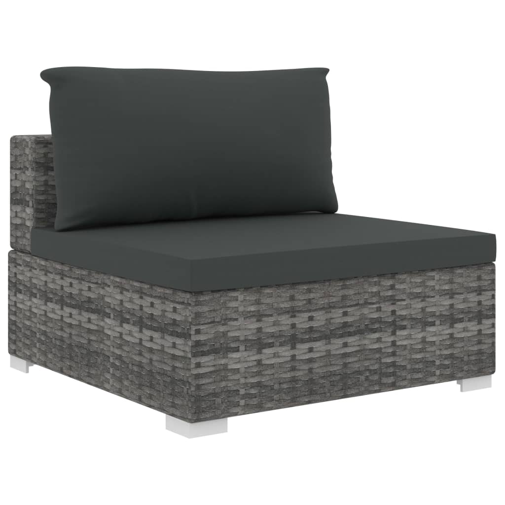 13 pcs conjunto lounge de jardim c/ almofadões vime PE cinzento