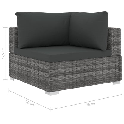 13 pcs conjunto lounge de jardim c/ almofadões vime PE cinzento