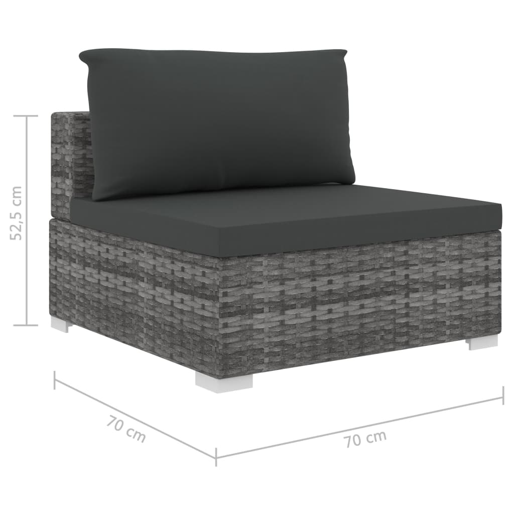 13 pcs conjunto lounge de jardim c/ almofadões vime PE cinzento