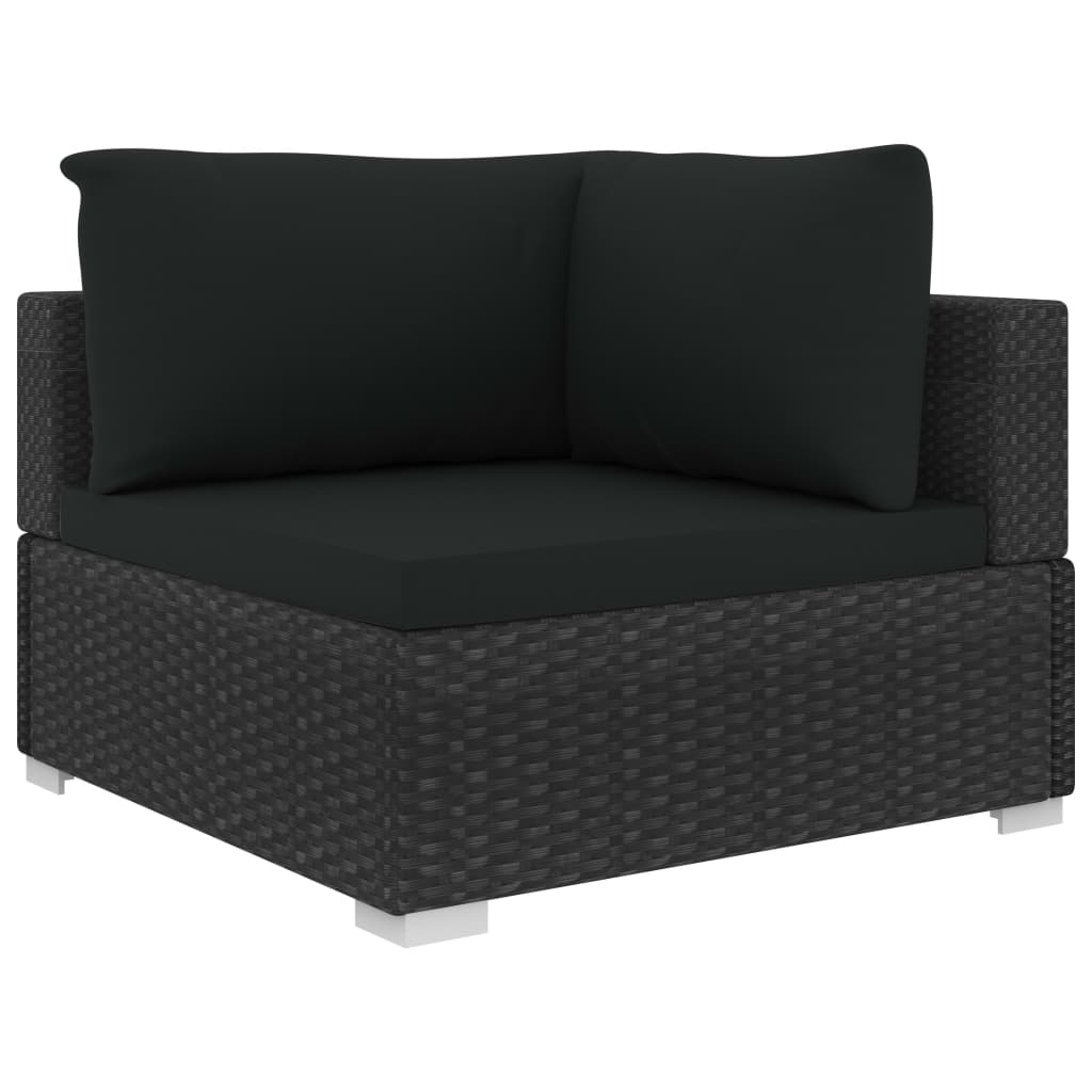 13 pcs conjunto lounge de jardim c/ almofadões vime PE preto