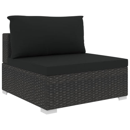 13 pcs conjunto lounge de jardim c/ almofadões vime PE preto