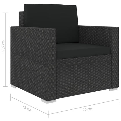 13 pcs conjunto lounge de jardim c/ almofadões vime PE preto