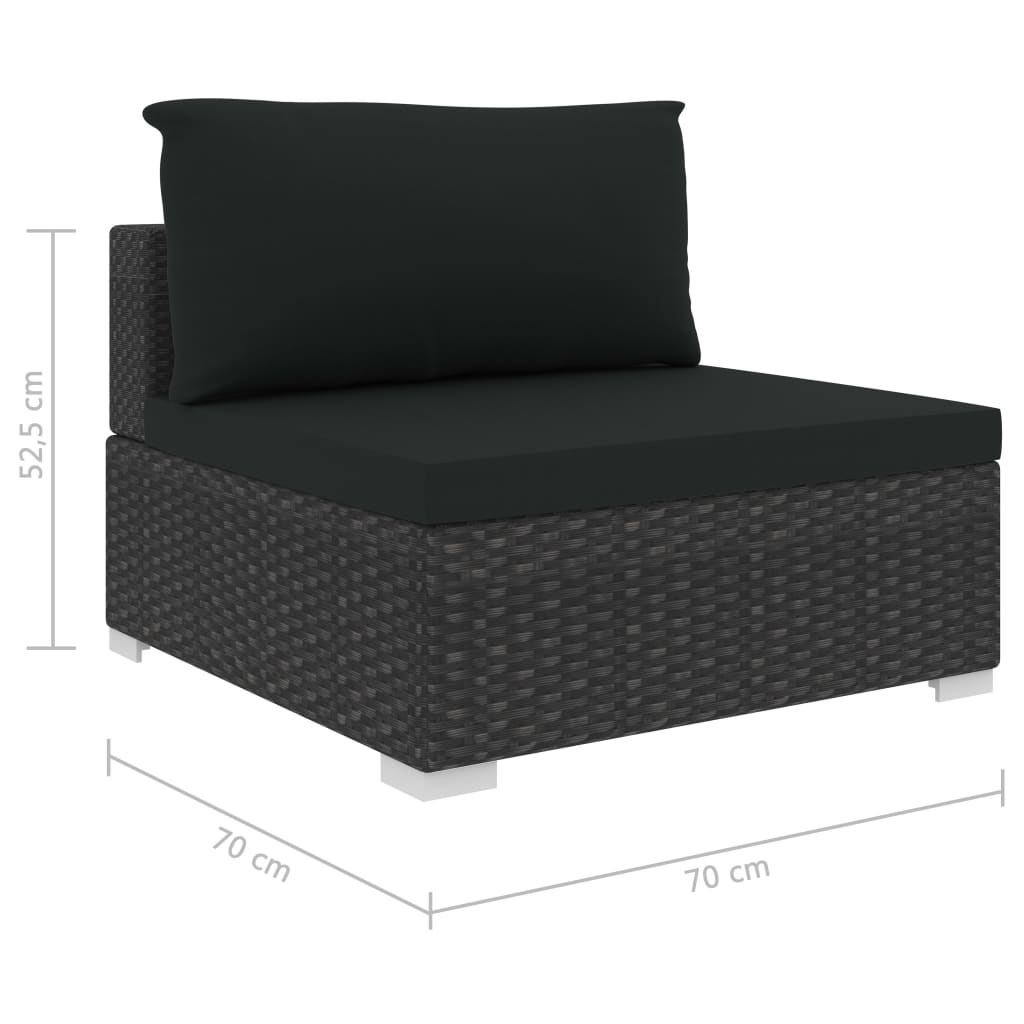 13 pcs conjunto lounge de jardim c/ almofadões vime PE preto