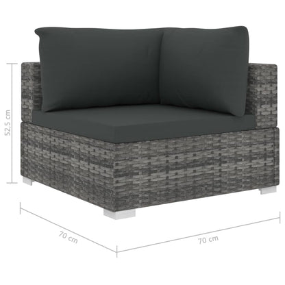 12 pcs conjunto lounge de jardim c/ almofadões vime PE cinzento