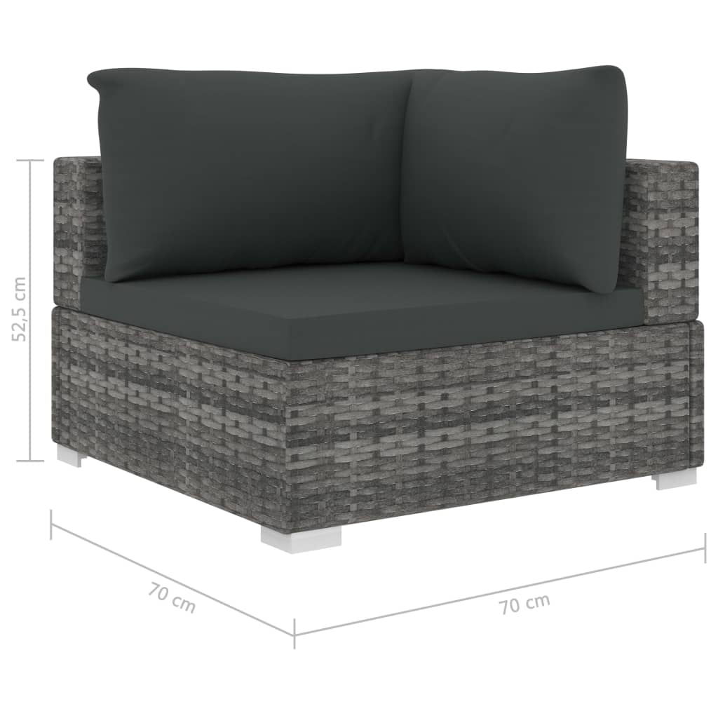 6 pcs conjunto lounge de jardim c/ almofadões vime PE cinzento