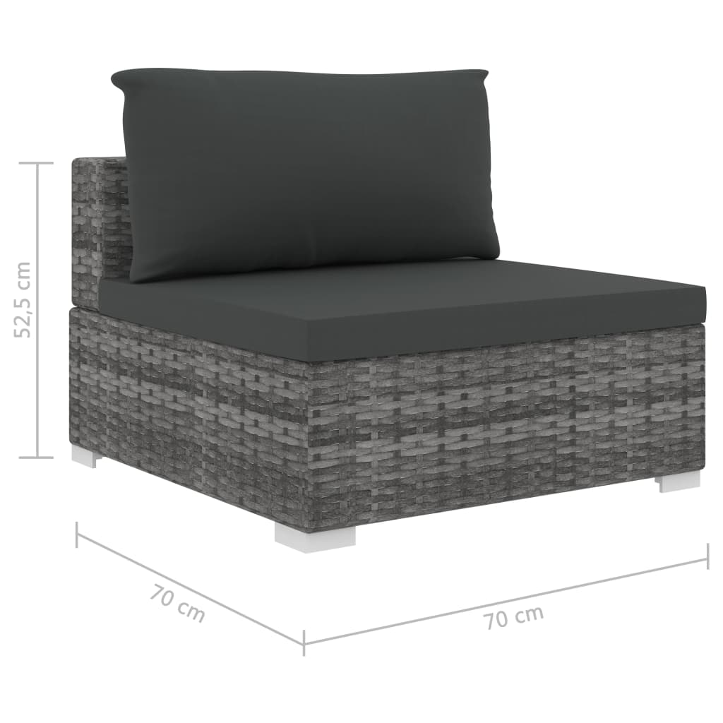 6 pcs conjunto lounge de jardim c/ almofadões vime PE cinzento