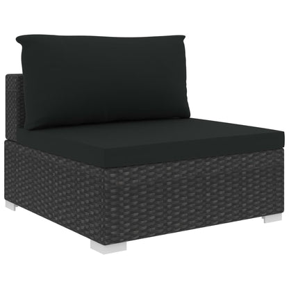 6 pcs conjunto lounge de jardim c/ almofadões vime PE preto