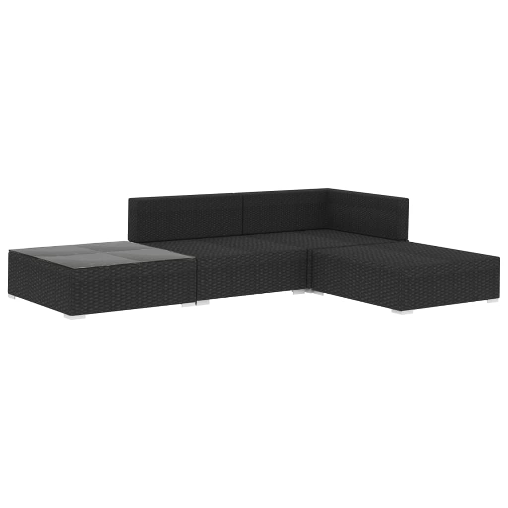 Conjunto Lounge Imagine de Jardim em Vime Preto - Sofá e Mesa de Centro - Design Moderno