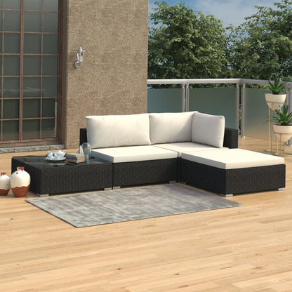 Conjunto Lounge Imagine de Jardim em Vime Preto - Sofá e Mesa de Centro - Design Moderno