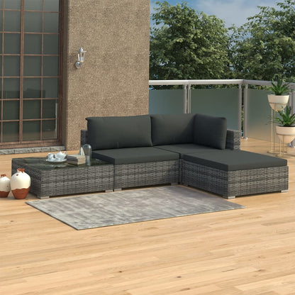 Conjunto Lounge Imagine de Jardim em Vime Cinzento - Sofá e Mesa de Centro - Design Moderno