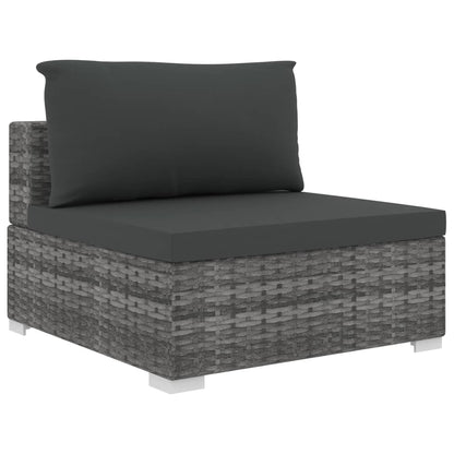 5 pcs conjunto lounge de jardim c/ almofadões vime PE cinzento