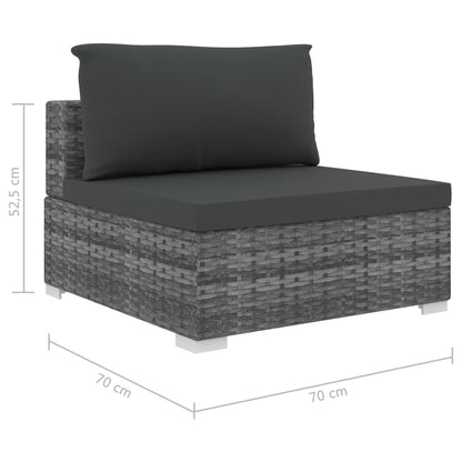 5 pcs conjunto lounge de jardim c/ almofadões vime PE cinzento