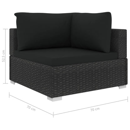 5 pcs conjunto lounge de jardim c/ almofadões vime PE preto