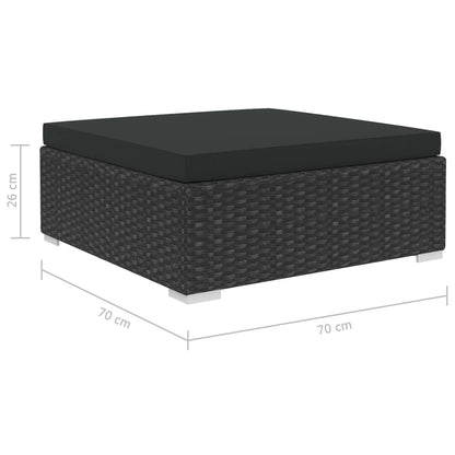 5 pcs conjunto lounge de jardim c/ almofadões vime PE preto