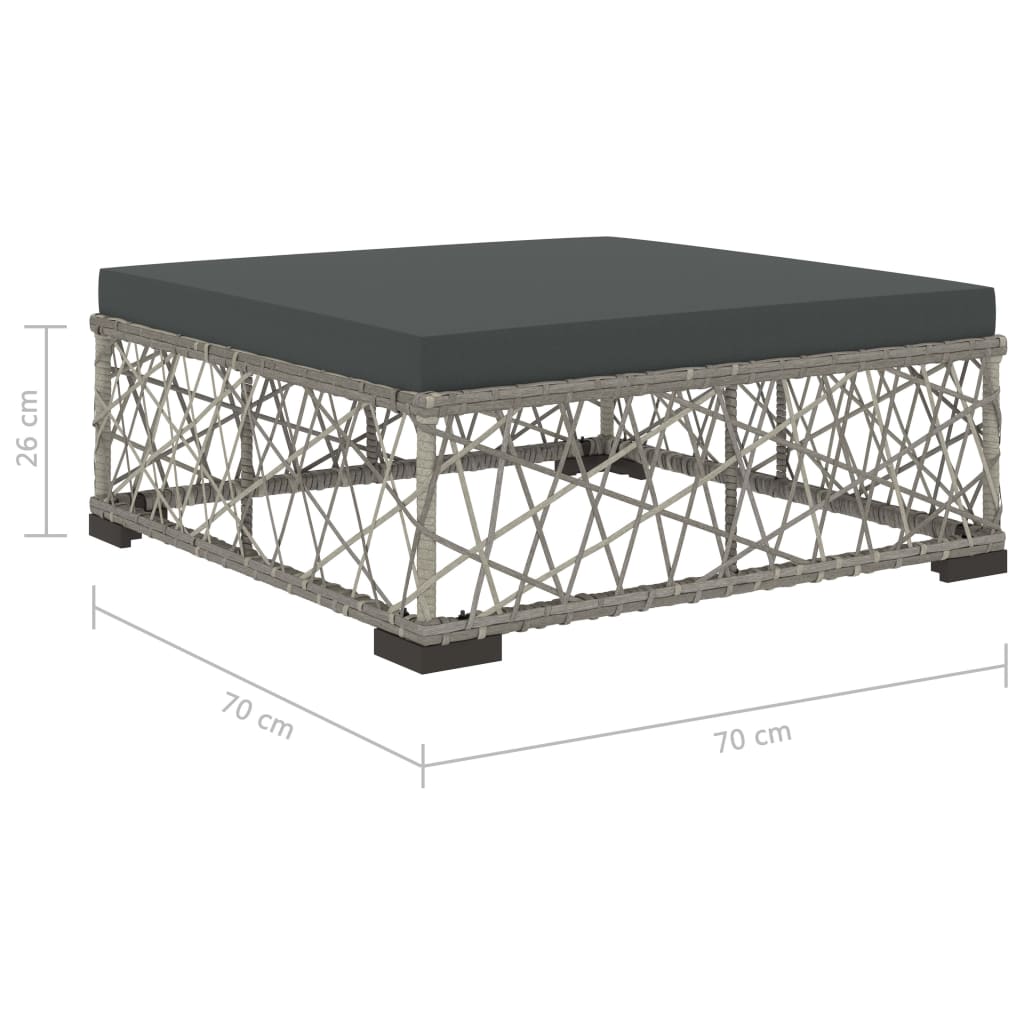 8 pcs conjunto lounge de jardim c/ almofadões vime PE cinzento