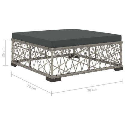 8 pcs conjunto lounge de jardim c/ almofadões vime PE cinzento