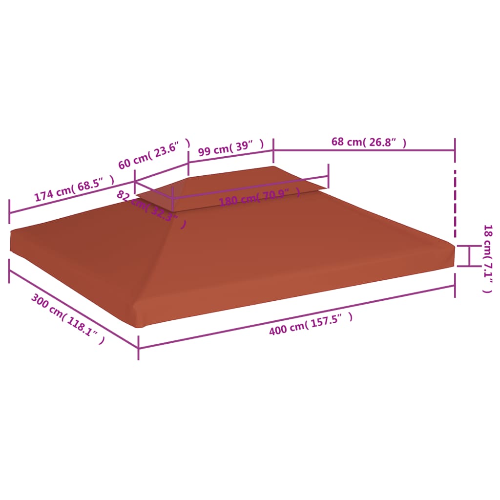 Cobertura para Pérgola 4x3 m com 2 Camadas - 310 g/m² - Terracota