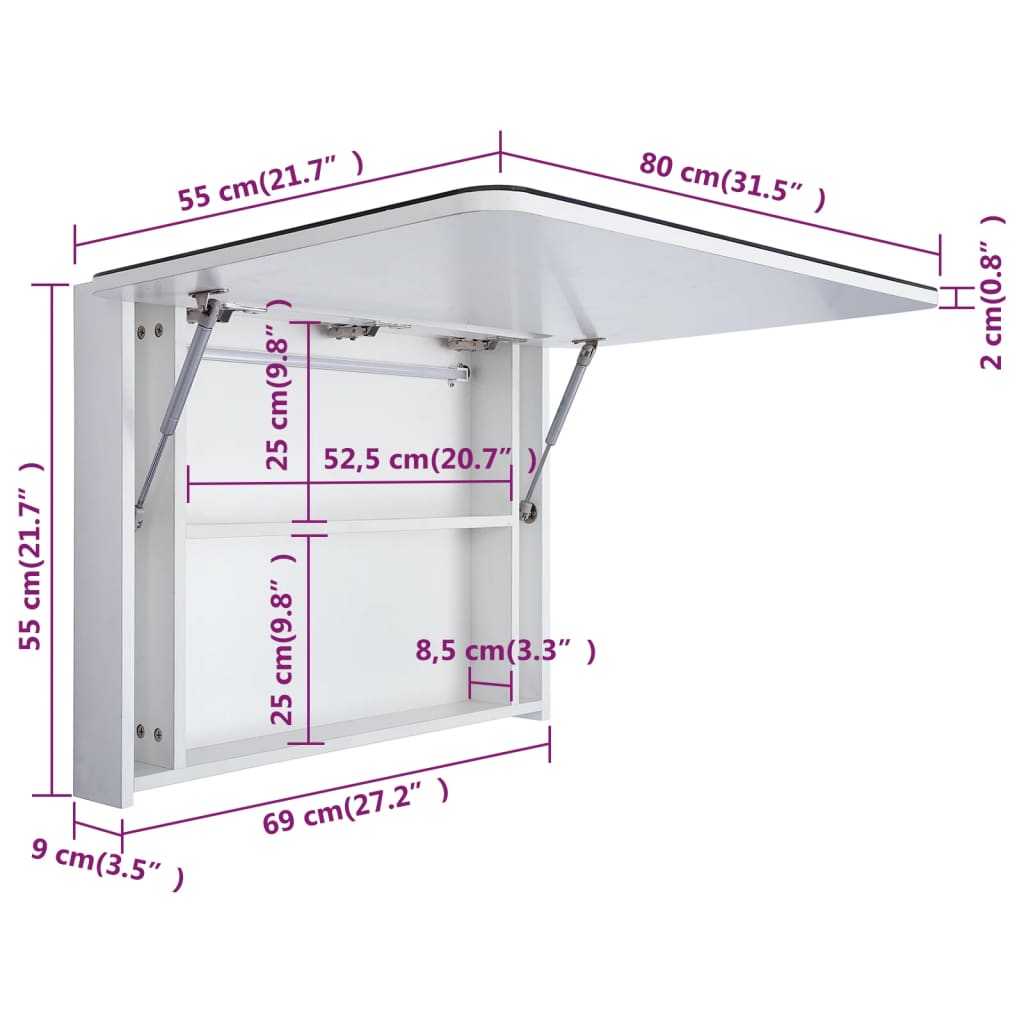 Armário com Espelho Zely com Luz LED - 80x55cm - Design Nórdico