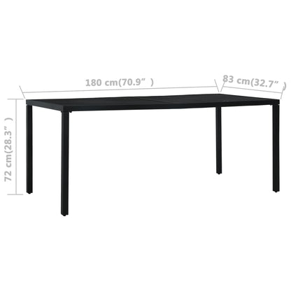 Mesa de jardim 180x83x72 cm aço preto