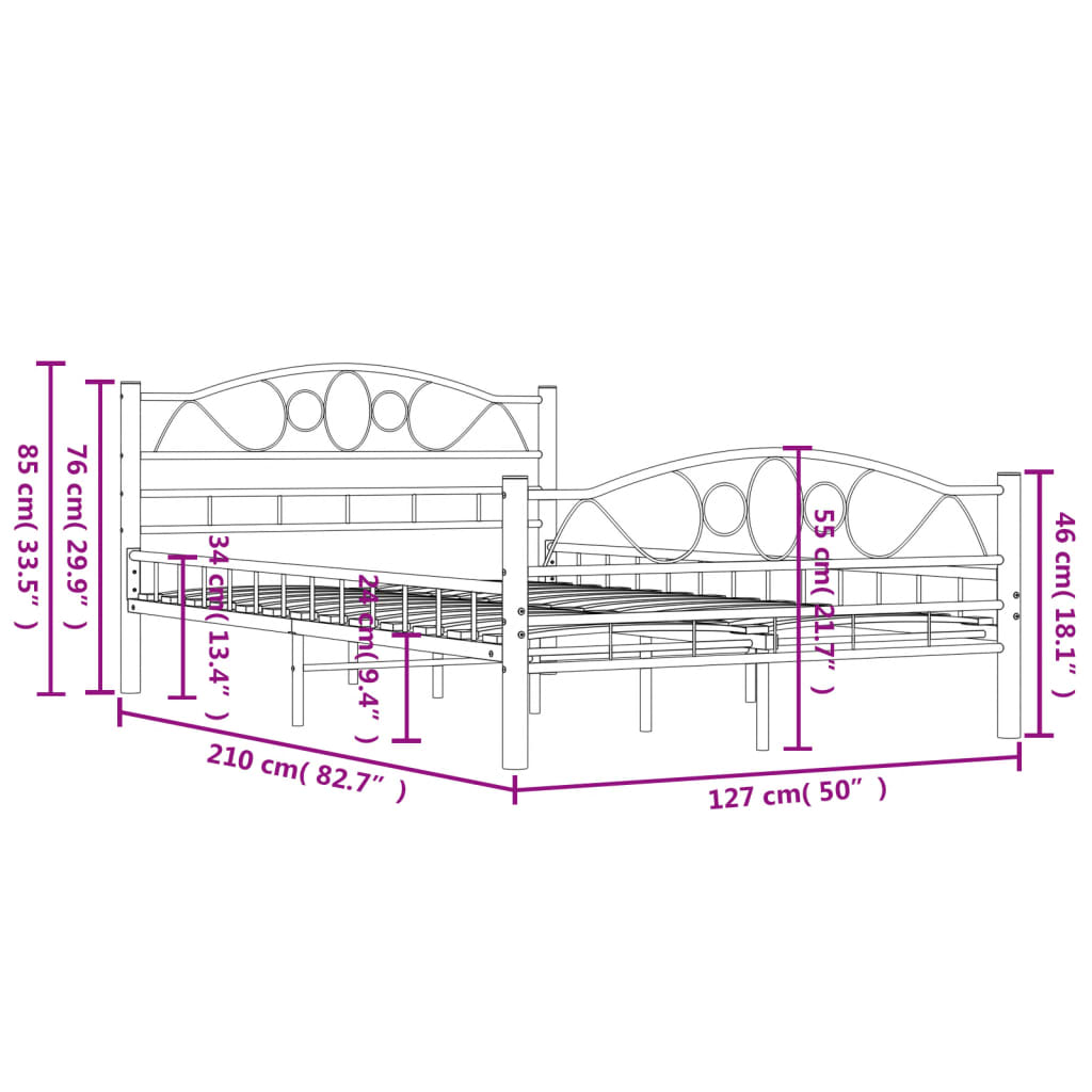 Estrutura de cama 120x200 cm aço preto