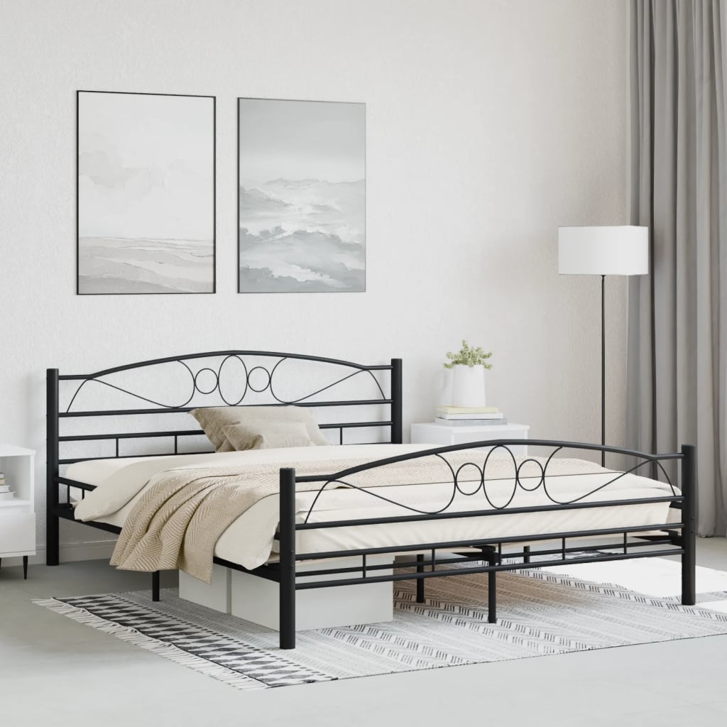 Estrutura de cama 160x200 cm aço preto