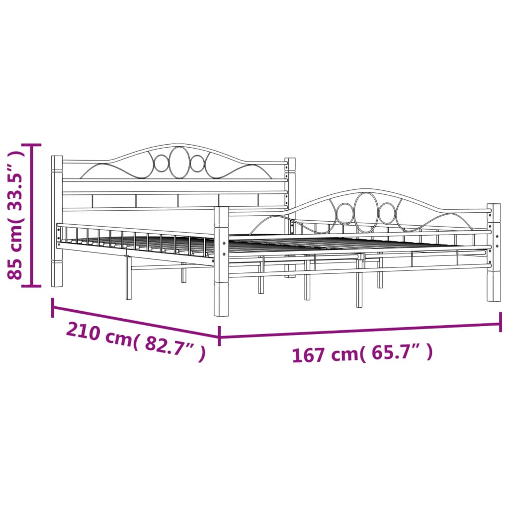 Estrutura de cama 160x200 cm metal preto